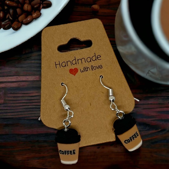 Jewelry - I Love Coffee Earrings Handmade